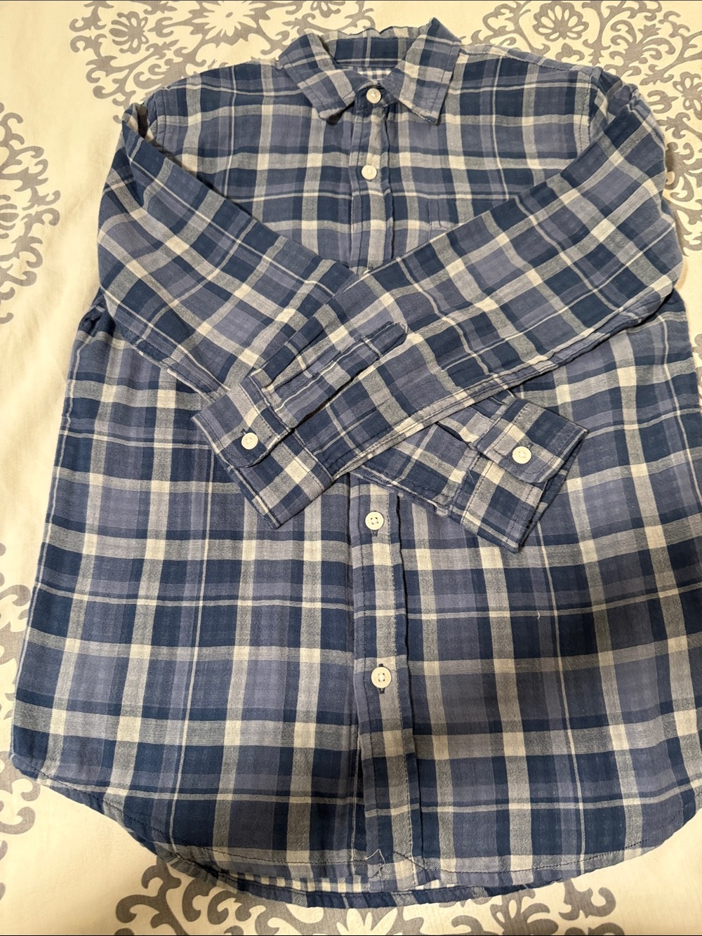 Men's Blue Plaid Button-Up Shirt